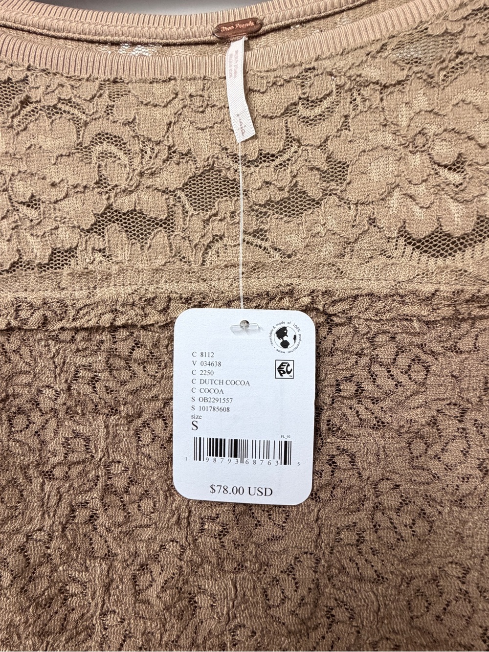 Free People Lace Layering Long Sleeve in Dutch Cocoa - Picture 6 of 10
